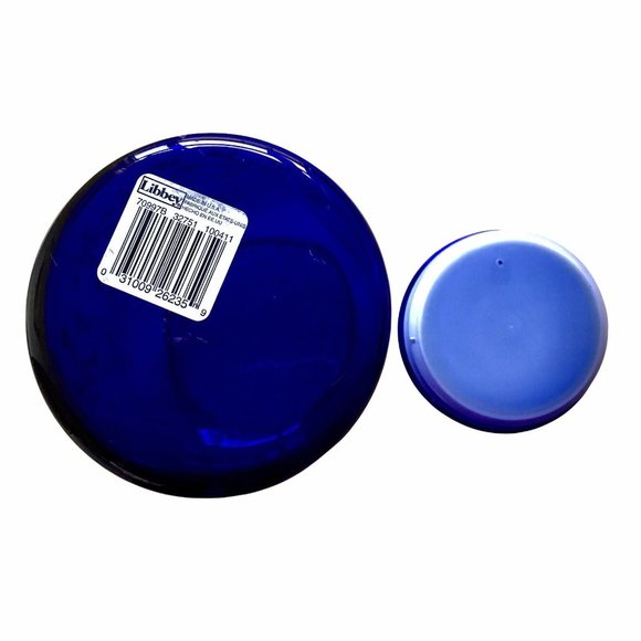 Cobalt Blue Snowflake Pattern Libbey 7" Glass Canister Apothecary Jar with Lid - Picture 7 of 7